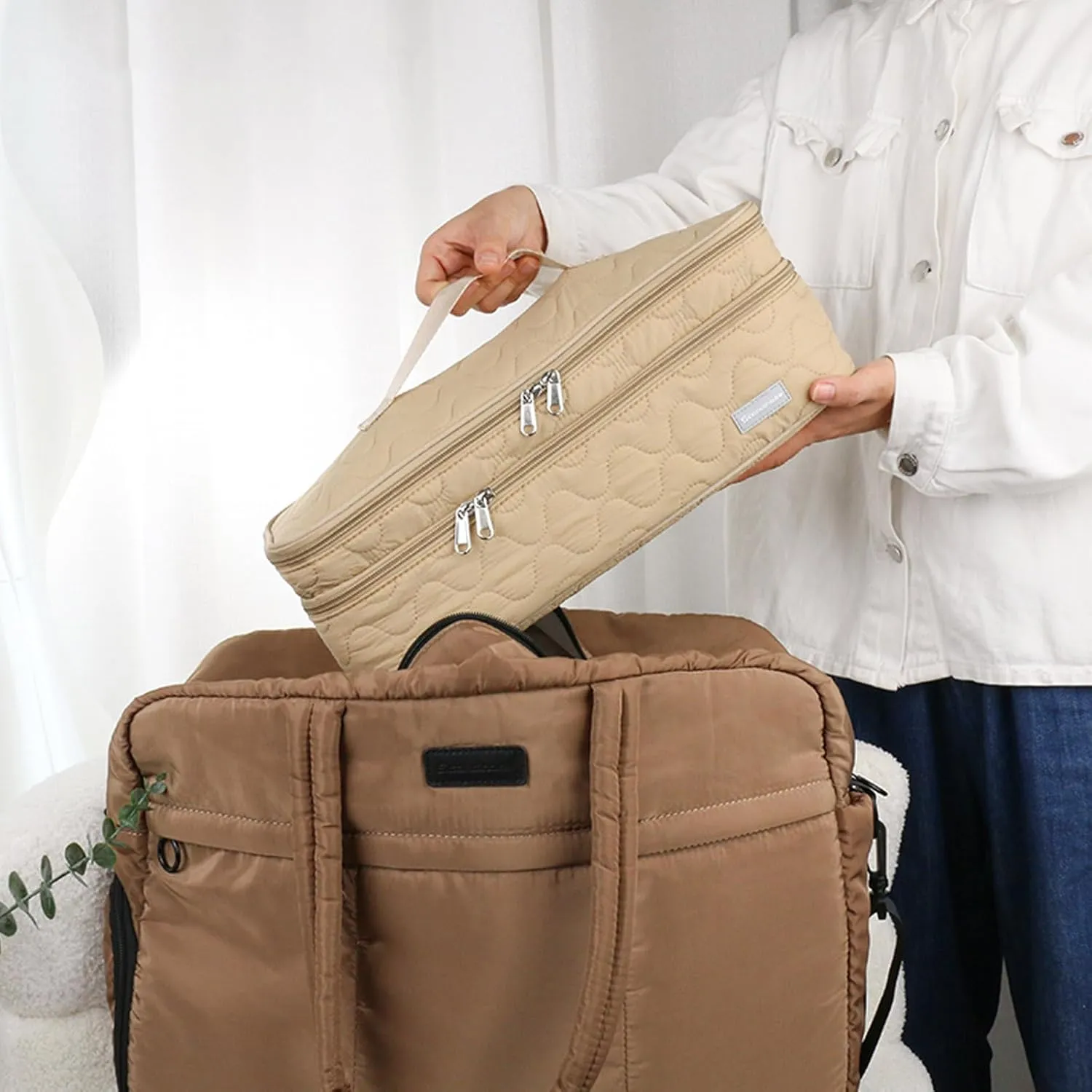 Double-Layer Travel Storage Bag Compatible with Hair Dryer and Attachments, Portable Carrying Case for Hair Dryer Brush/Volumizer/Styler/Hot Tools Scandihome Series