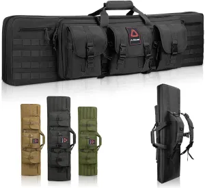 Double Long Rifle Case,Tactical Gun Case for Rifles & Multi-Function Durable Rifle Bag, Lockable Gun Bag Protects Carbine and Pistol for Storage or Transportation (Black, 36 Inch)