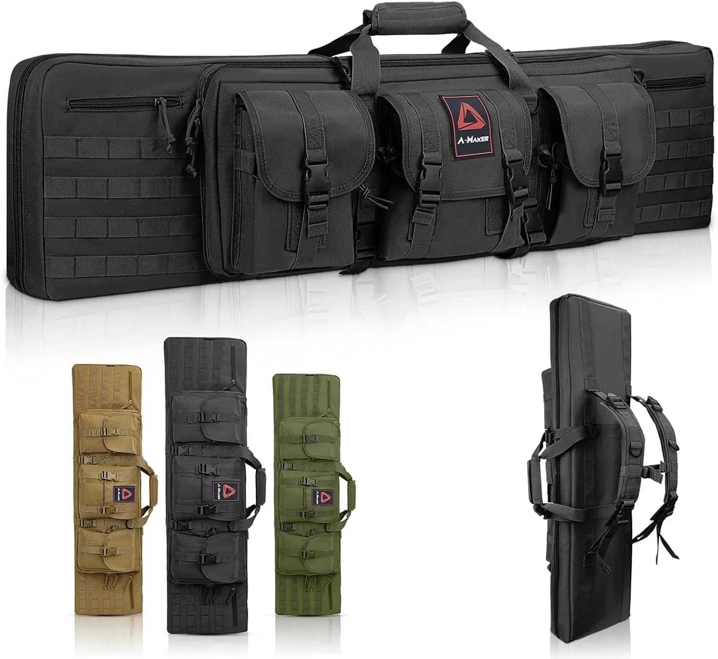 Double Long Rifle Case,Tactical Gun Case for Rifles & Multi-Function Durable Rifle Bag, Lockable Gun Bag Protects Carbine and Pistol for Storage or Transportation (Black, 36 Inch)