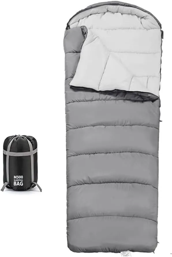 Double Persons Sleeping Bags For Adults with Hooded Anti splashing Breathable and Soft Design, Ideal for Camping,Grey (#5)