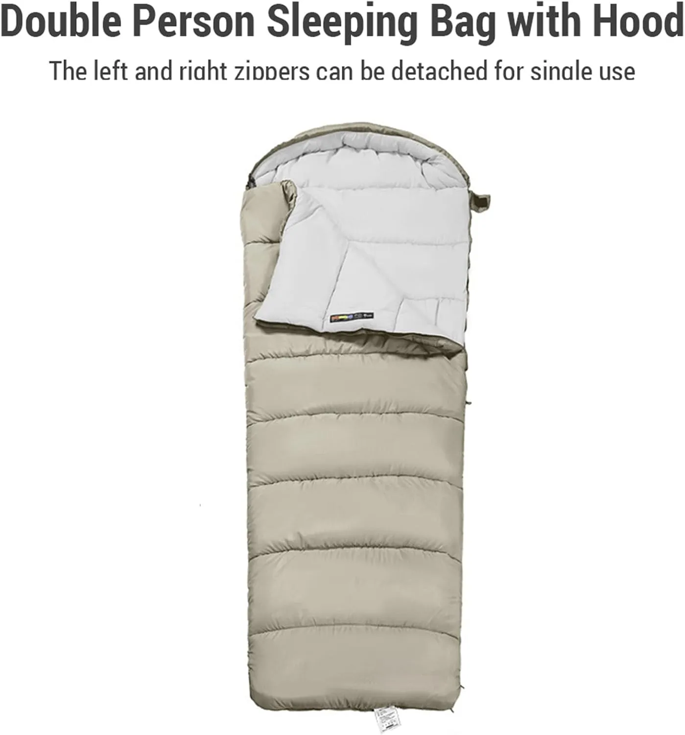 Double Persons Sleeping Bags For Adults with Hooded Anti splashing Breathable and Soft Design, Ideal for Camping,Grey (#6)