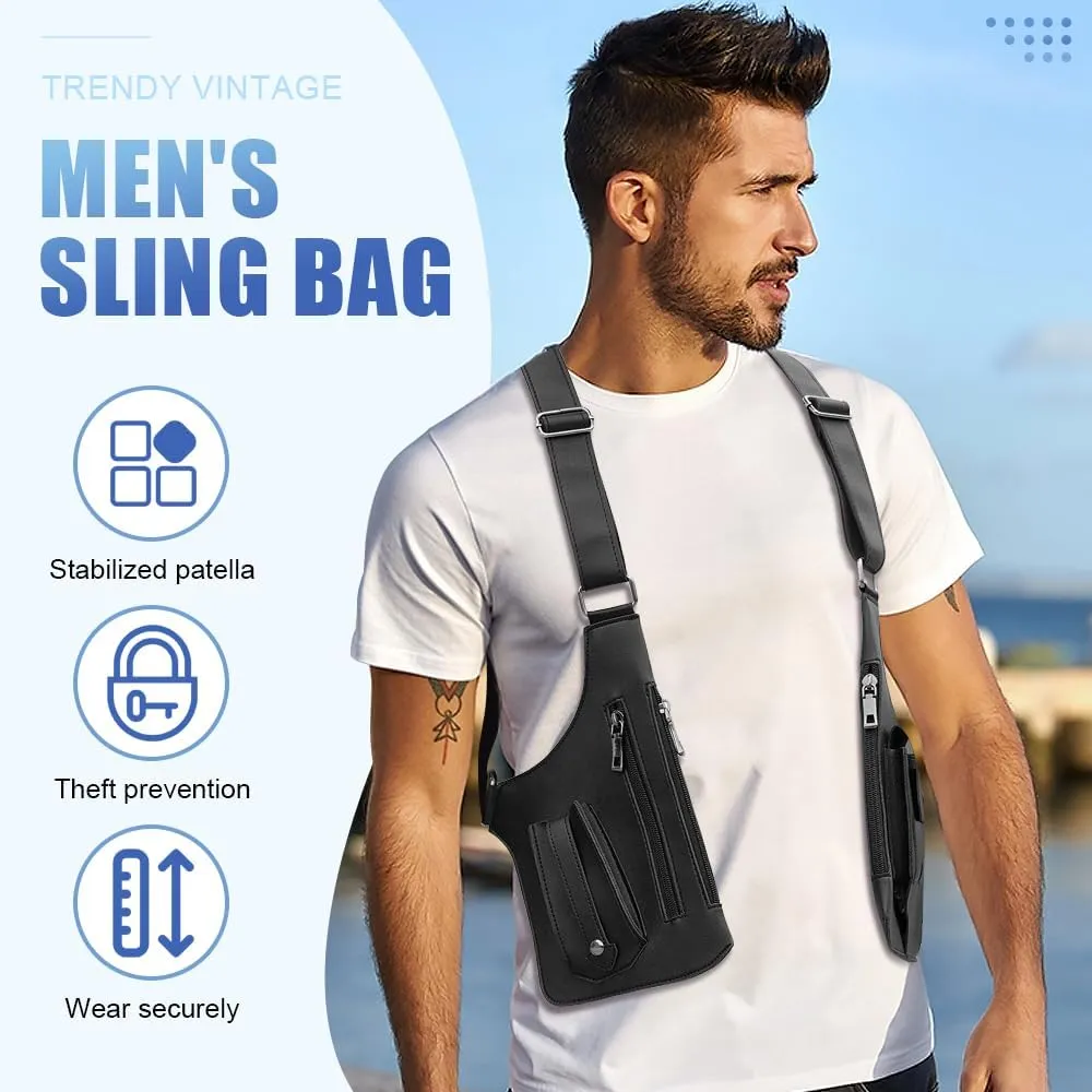 Double Shoulder Armpit Bag, 2025 New Multi-Pocket Anti-Theft Bag with Double Shoulder Straps, Underarm Leisure Backpack
