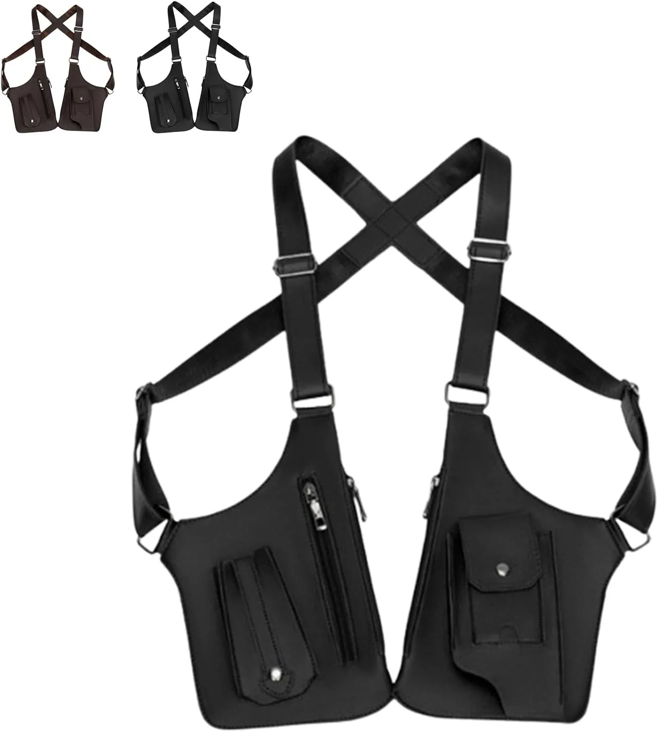 Double Shoulder Armpit Bag, Double Shoulder Strap Multi-pocket Outdoor Anti-Theft Tactical Bag