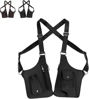 Double Shoulder Armpit Bag, Double Shoulder Strap Multi-pocket Outdoor Anti-Theft Tactical Bag