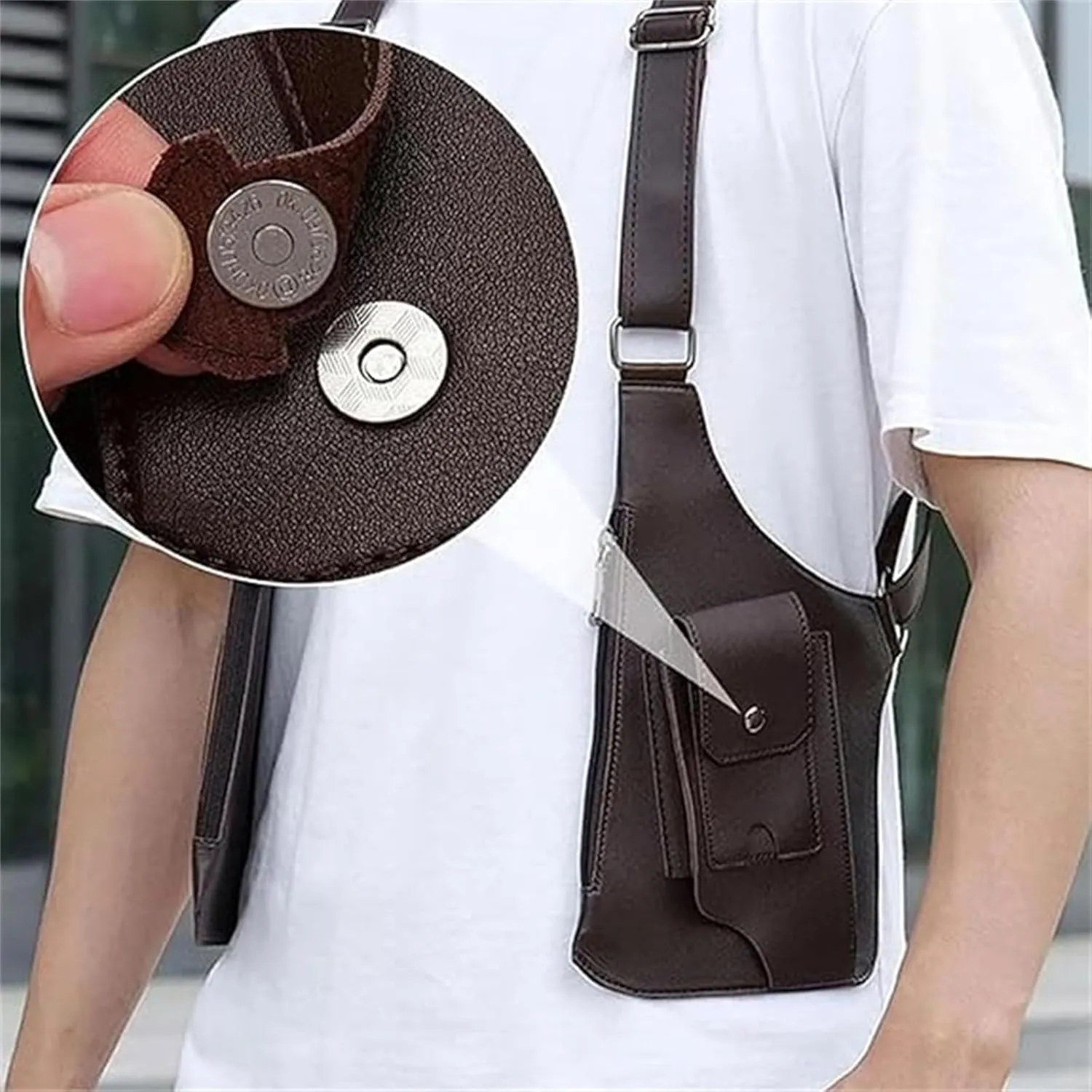 Double Shoulder Armpit Bag for Men, Double Shoulder Strap Multi-pocket Outdoor Anti-Theft Tactical Bag (Black*2)