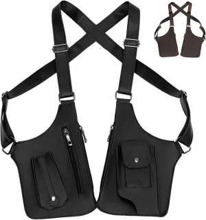 Double Shoulder Armpit Bag for Men, Shoulder Purse Holster Bag with Double Shoulder Strap, Multi-pocket Anti-Theft Bag