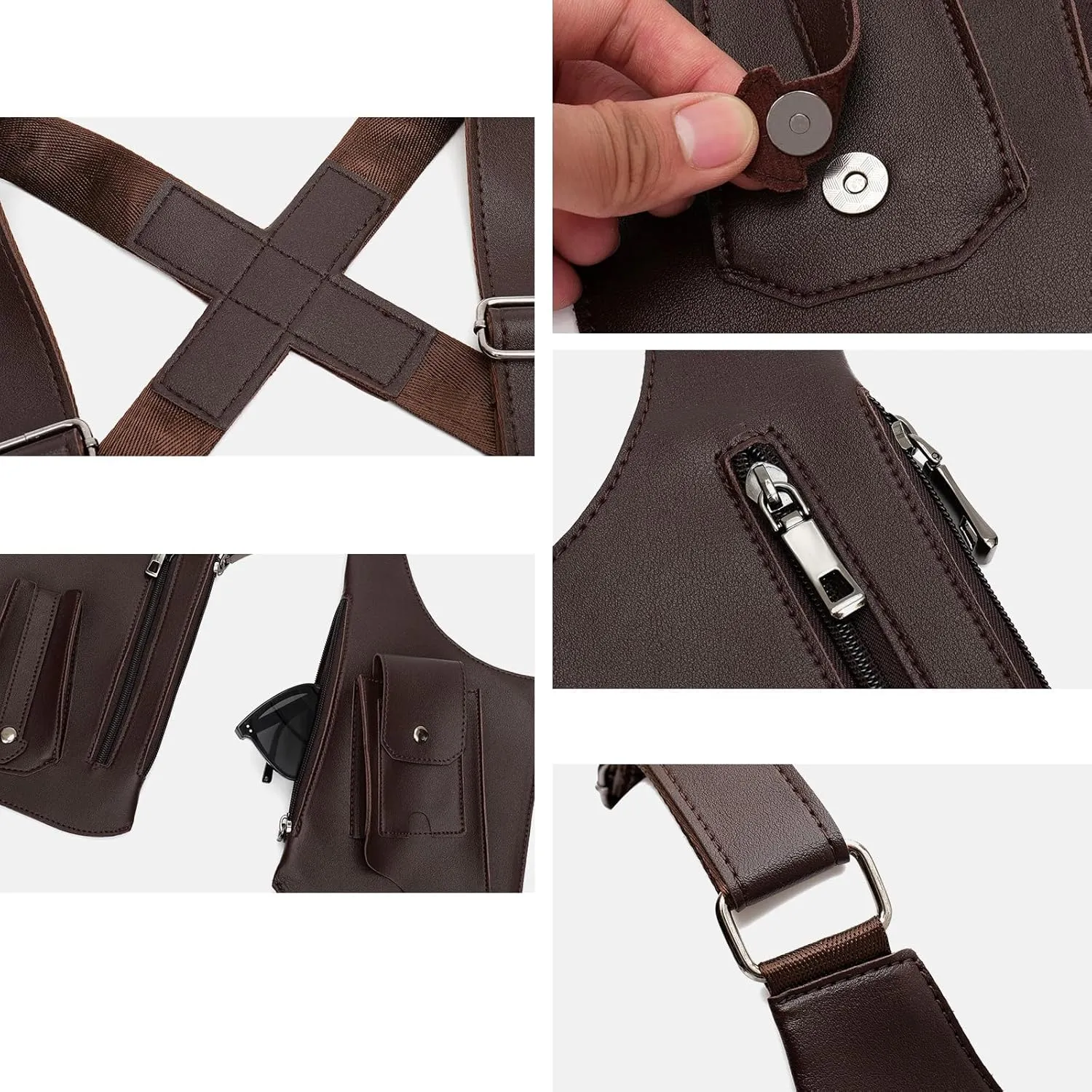 Double Shoulder Armpit Bag for Men, Shoulder Purse Holster Bag with Double Shoulder Strap, Multi-pocket Anti-Theft Bag
