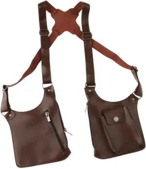 Double Shoulder Armpit Bag Underarm Bag for Running Cosplay Role Playing Outdoor(Brown)