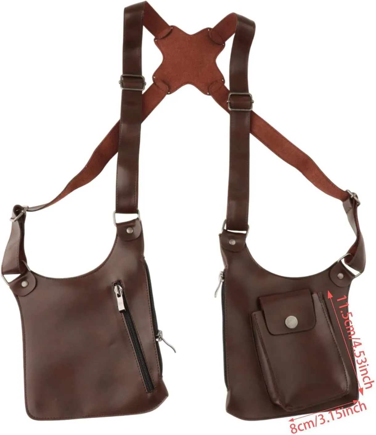Double Shoulder Armpit Bag Underarm Bag for Running Cosplay Role Playing Outdoor(Brown)