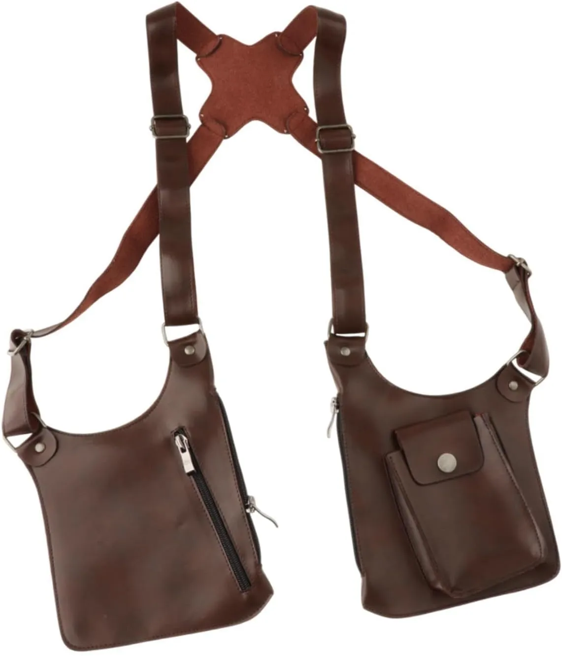 Double Shoulder Armpit Bag Underarm Bag for Running Cosplay Role Playing Outdoor(Brown)