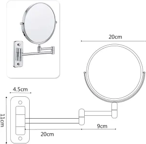 Double-Sided Magnifying Makeup Mirror, 8-Inch Enlarged Wall Mount Makeup Mirror with 3X Magnification Double-Sided Swivel Mirror, Polished Chrome Finished,5X-Gold