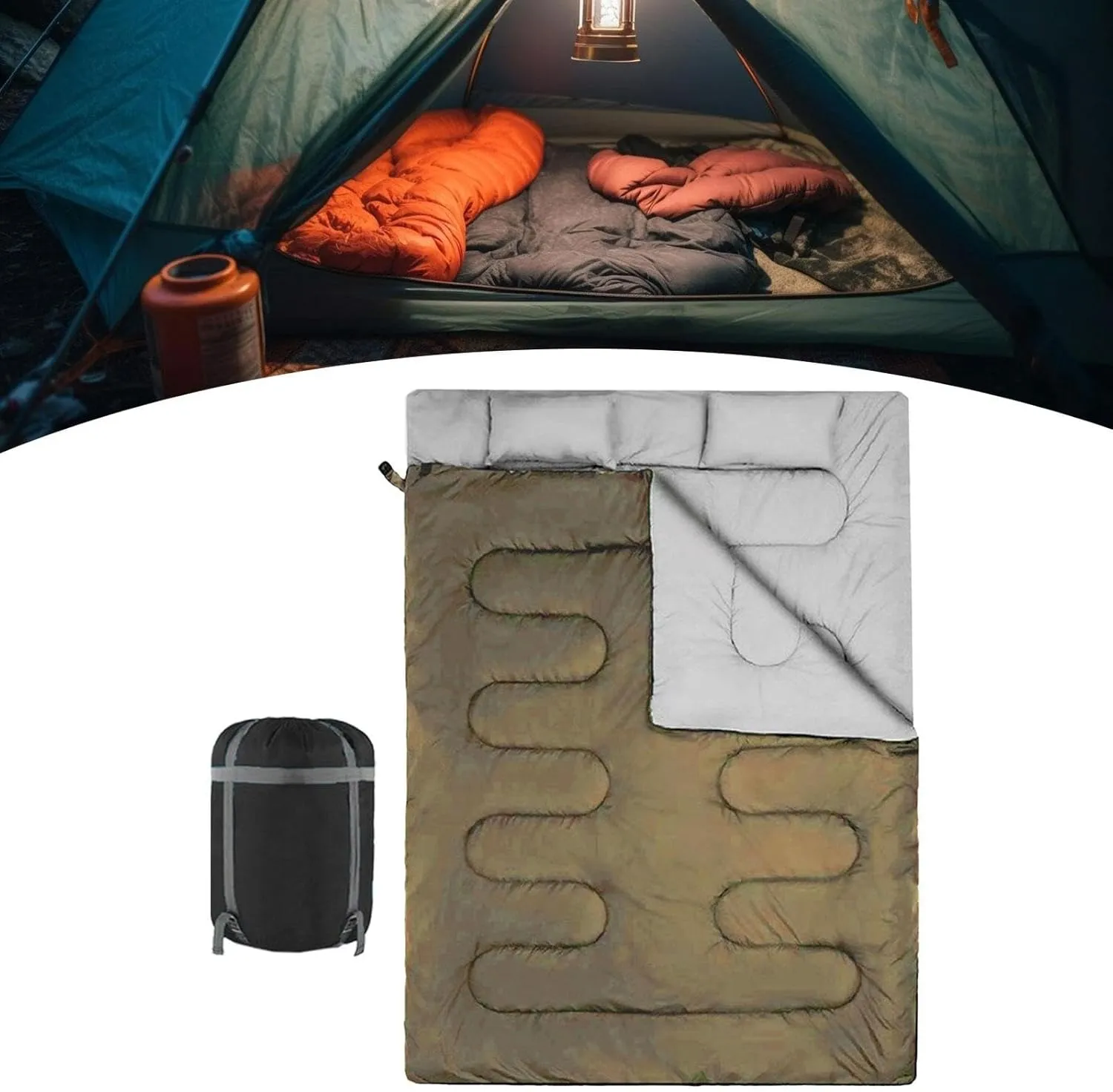 Double Sleeping Bag Equipment 2 Person Breathable Supplies Portable Backpacking Quilt Camping Sleep Bag for Outdoor Hiking