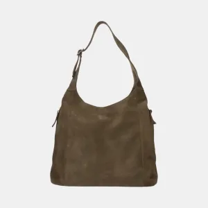 Double Zip Hobo Bag - Suede Olive