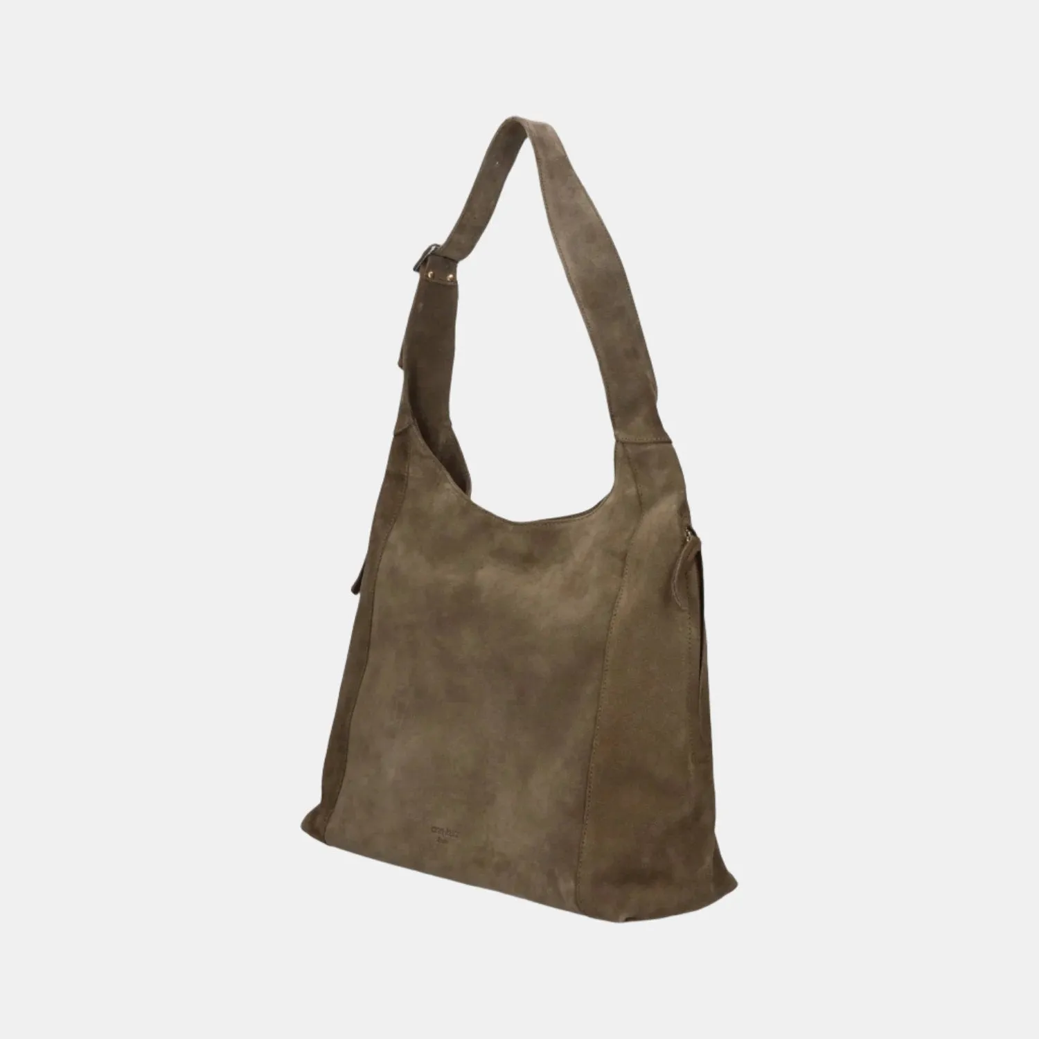 Double Zip Hobo Bag - Suede Olive