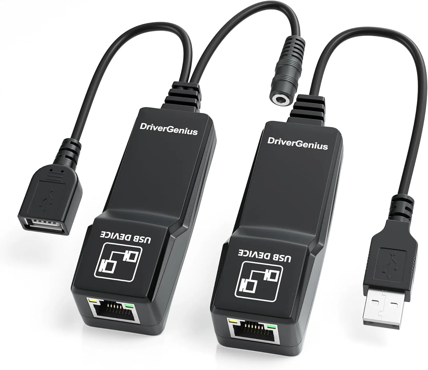 DriverGenius NT50 USB 2.0 Ethernet Extender Over Cat5e/Cat6/CAT7 - USB Network RJ45 Extender Repeater up to 165ft (50M) Compatible for Win/Mac/Ubuntu (Driver Free Version)