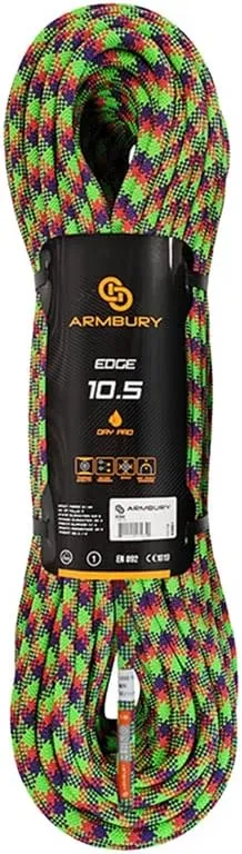 Dynamic Edge Rock Climbing Rope - 10.5mm High Strength Single Climbing Safety Rope Ideal for Indoor Use Climbing Gyms and Crags (10.5MM x 60M, Red/Purple,Green) Dry Pro