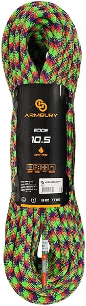 Dynamic Edge Rock Climbing Rope - 10.5mm High Strength Single Climbing Safety Rope Ideal for Indoor Use Climbing Gyms and Crags (10.5MM x 60M, Red/Purple,Green) Dry Pro