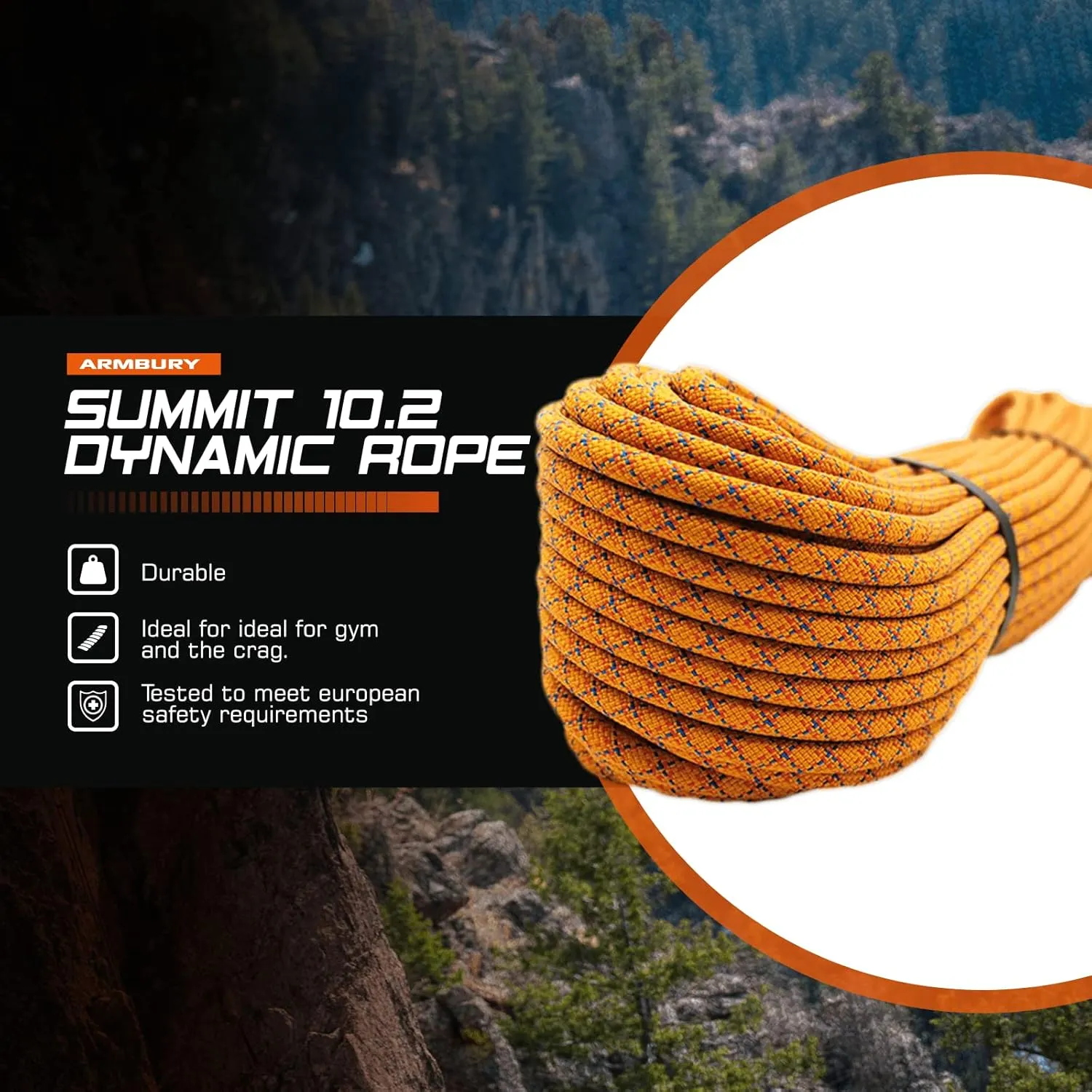 Dynamic Summit Climbing Rope - High Strength Single Climbing Safety Rope Ideal for Indoor Use Climbing Gyms and Crags