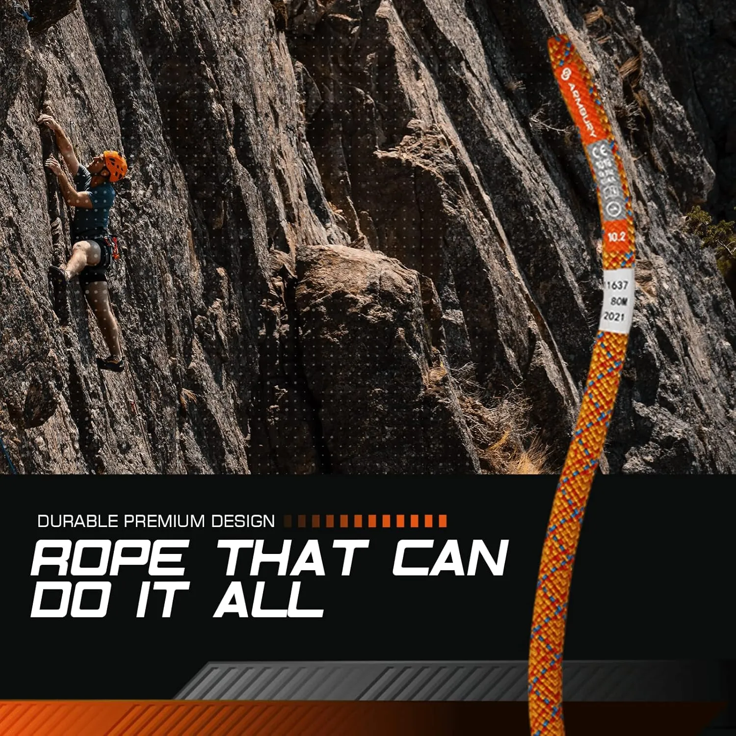 Dynamic Summit Climbing Rope - High Strength Single Climbing Safety Rope Ideal for Indoor Use Climbing Gyms and Crags