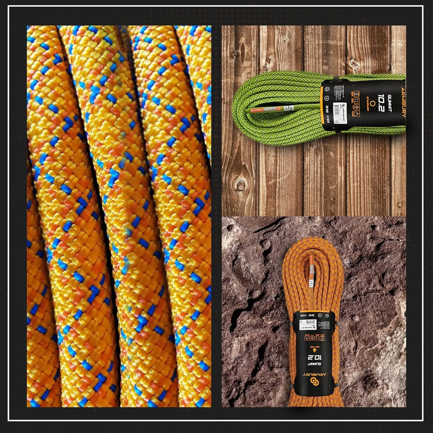 Dynamic Summit Climbing Rope - High Strength Single Climbing Safety Rope Ideal for Indoor Use Climbing Gyms and Crags