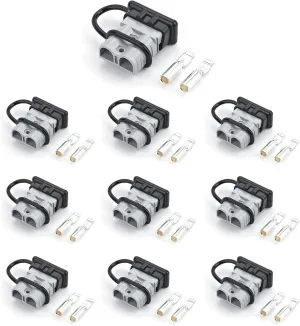 Eagles 50Amp Power Connector Plug with Boot Caps, 10PCS 7,8,10,12 AWG Battery Quick Connector, Jumper Cable Plug Connect/Disconnect Anderson Adapter for Recovery Winch, Towing Systems (Grey)