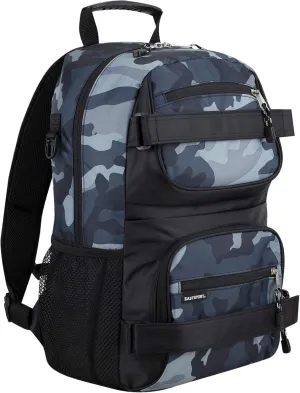 Eastsport Travel Skateboard Backpack Double Strap Laptop Bag Multi-Sport Design for Men and Women, Camo Black