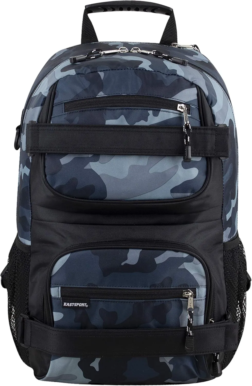Eastsport Travel Skateboard Backpack Double Strap Laptop Bag Multi-Sport Design for Men and Women, Camo Black