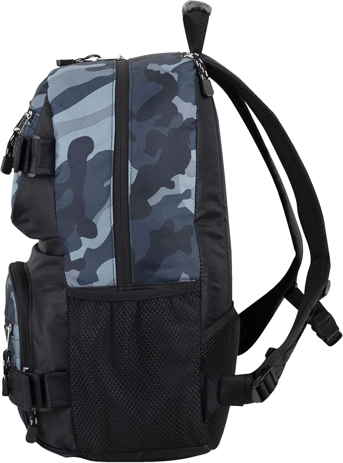 Eastsport Travel Skateboard Backpack Double Strap Laptop Bag Multi-Sport Design for Men and Women, Camo Black