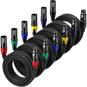EBXYA XLR Cable 25ft 6 Pack XLR Male to Female Microphone Cable 3 Pin Balanced XLR Speaker Cable Multi-Colored Microphone Cord for Microphone Mixer/Speaker System/Radio Station/Podcast