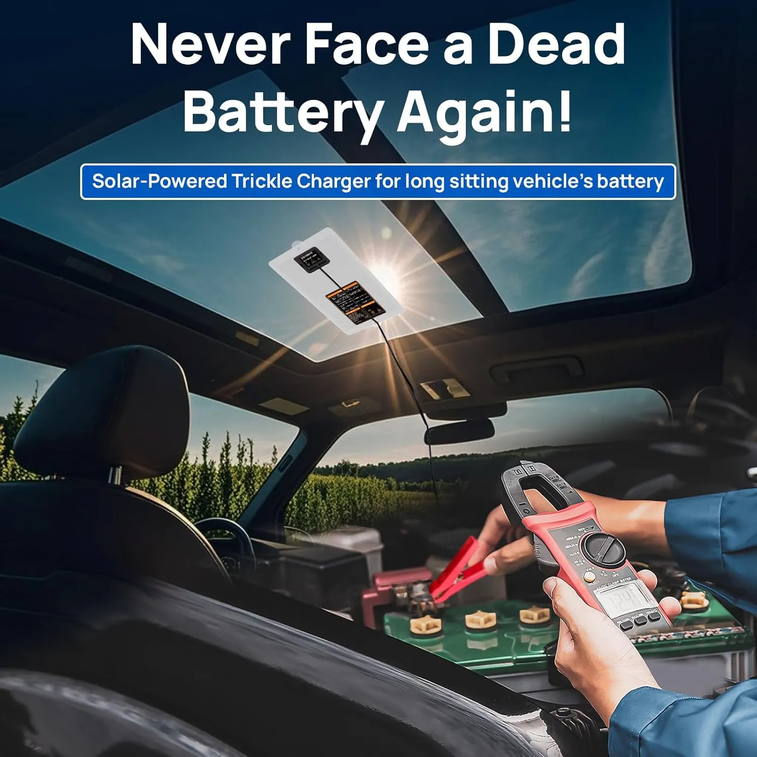 ECO-WORTHY Solar Battery Charger 12 Volt Waterproof Portable Power Solar Panel Solar Trickle Car Battery Charger Maintainer for Car Truck Boat RV Motorcycle Marine Trailer Battery，Plug and Play