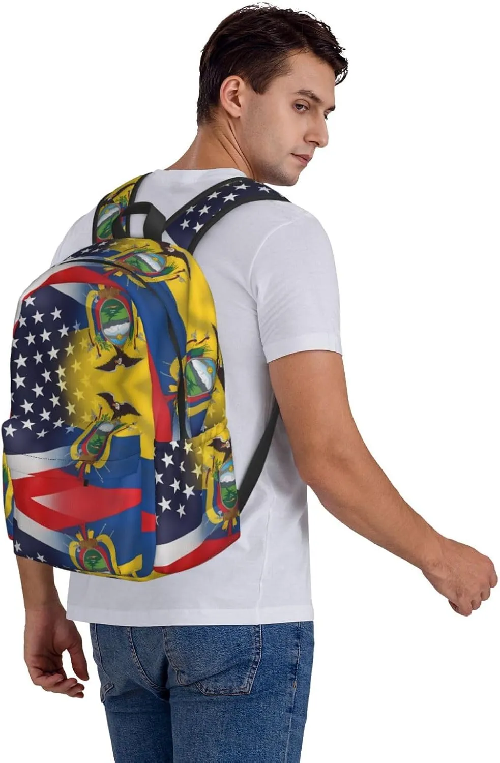 Ecuador American Flag Backpack Large Capacity Backpack Lightweight Double Shoulder Bag For Women Men Travel