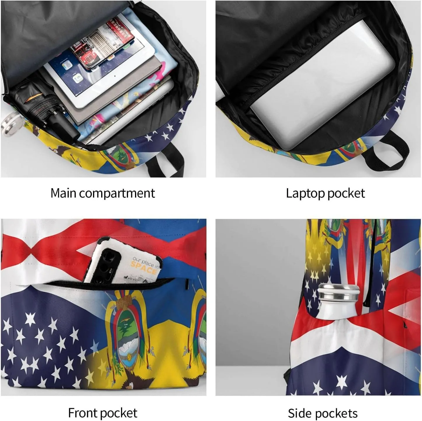 Ecuador American Flag Backpack Large Capacity Backpack Lightweight Double Shoulder Bag For Women Men Travel