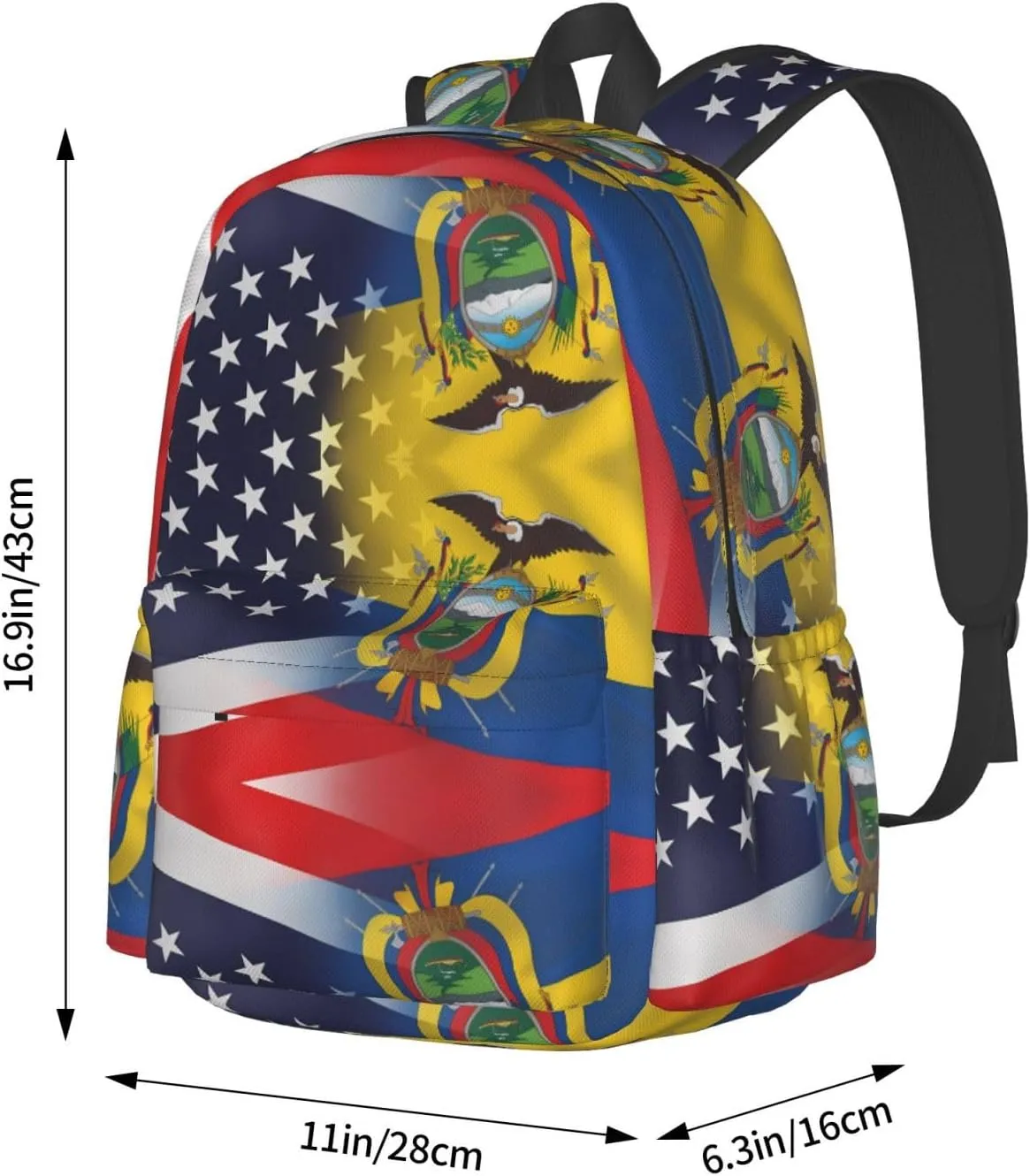 Ecuador American Flag Backpack Large Capacity Backpack Lightweight Double Shoulder Bag For Women Men Travel