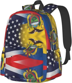 Ecuador American Flag Backpack Large Capacity Backpack Lightweight Double Shoulder Bag For Women Men Travel