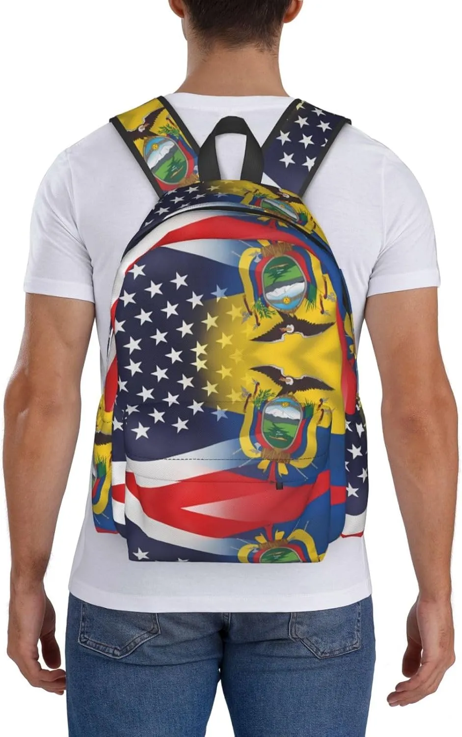 Ecuador American Flag Backpack Large Capacity Backpack Lightweight Double Shoulder Bag For Women Men Travel