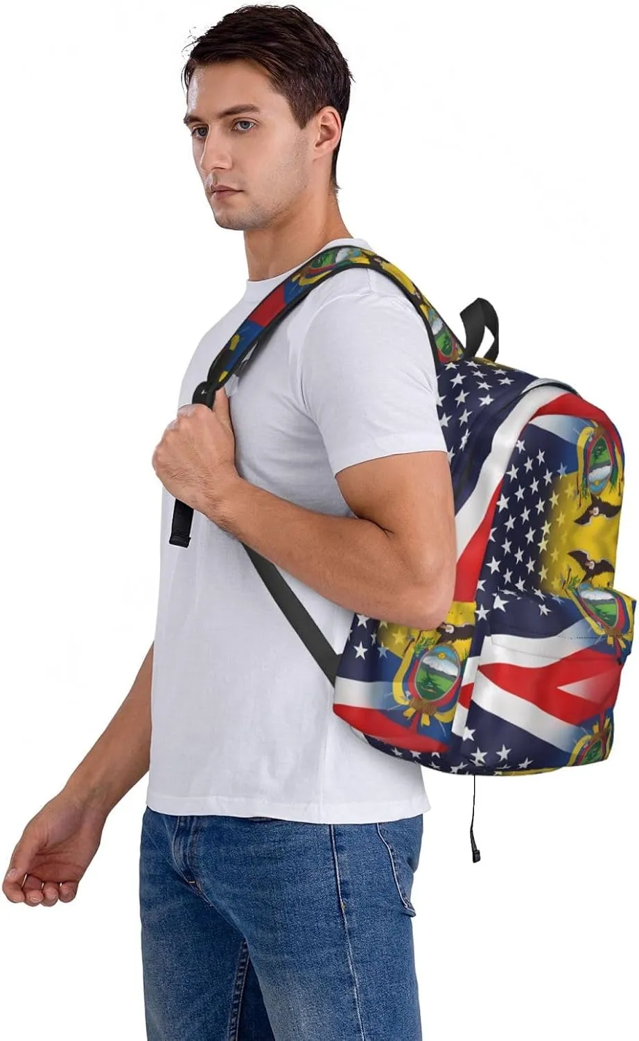 Ecuador American Flag Backpack Large Capacity Backpack Lightweight Double Shoulder Bag For Women Men Travel