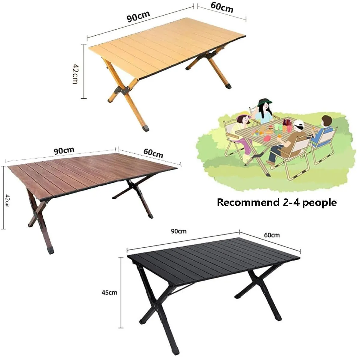 Egg Roll Picnic Table Folding Camping Table Garden Table BBQ Table，Waterproof, Portable, Lightweight, for Dining, Cooking, Picnic, Outdoor, Fishing