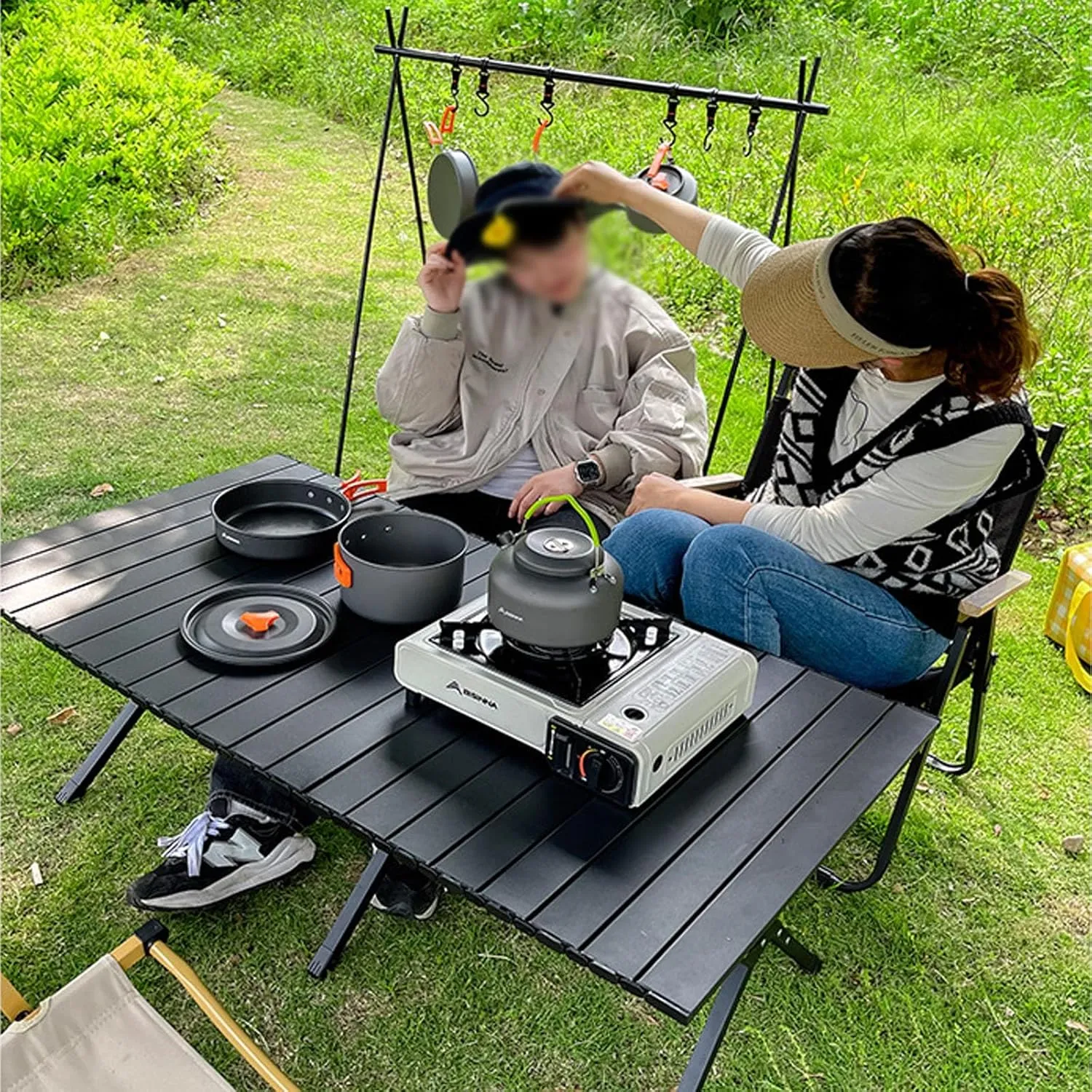 Egg Roll Picnic Table Folding Camping Table Garden Table BBQ Table，Waterproof, Portable, Lightweight, for Dining, Cooking, Picnic, Outdoor, Fishing