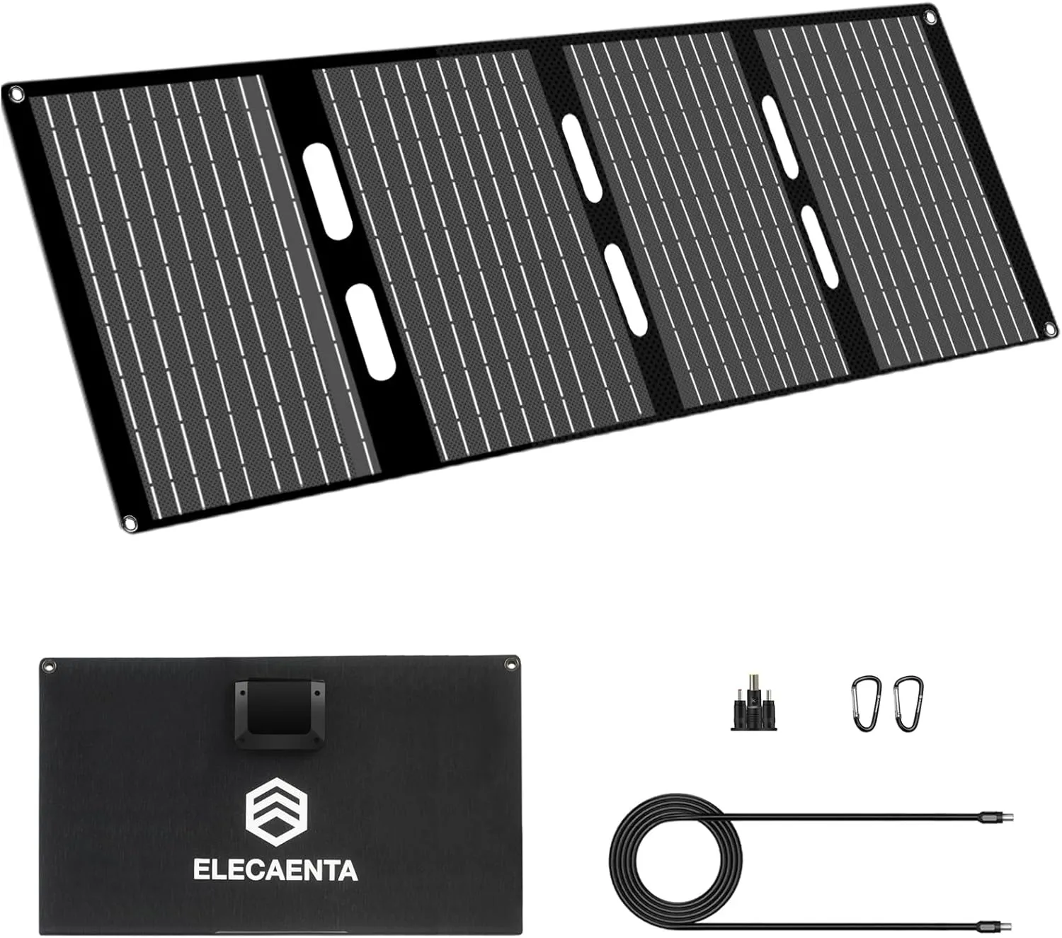 ELECAENTA 40W Solar Panel, USB C, USB A and DC 18V Output, IP68 Waterproof, Foldable Portable ETFE Solar Charger Compatible with iPhone, Samsung, Camping, Hiking, and Outdoor Power Station