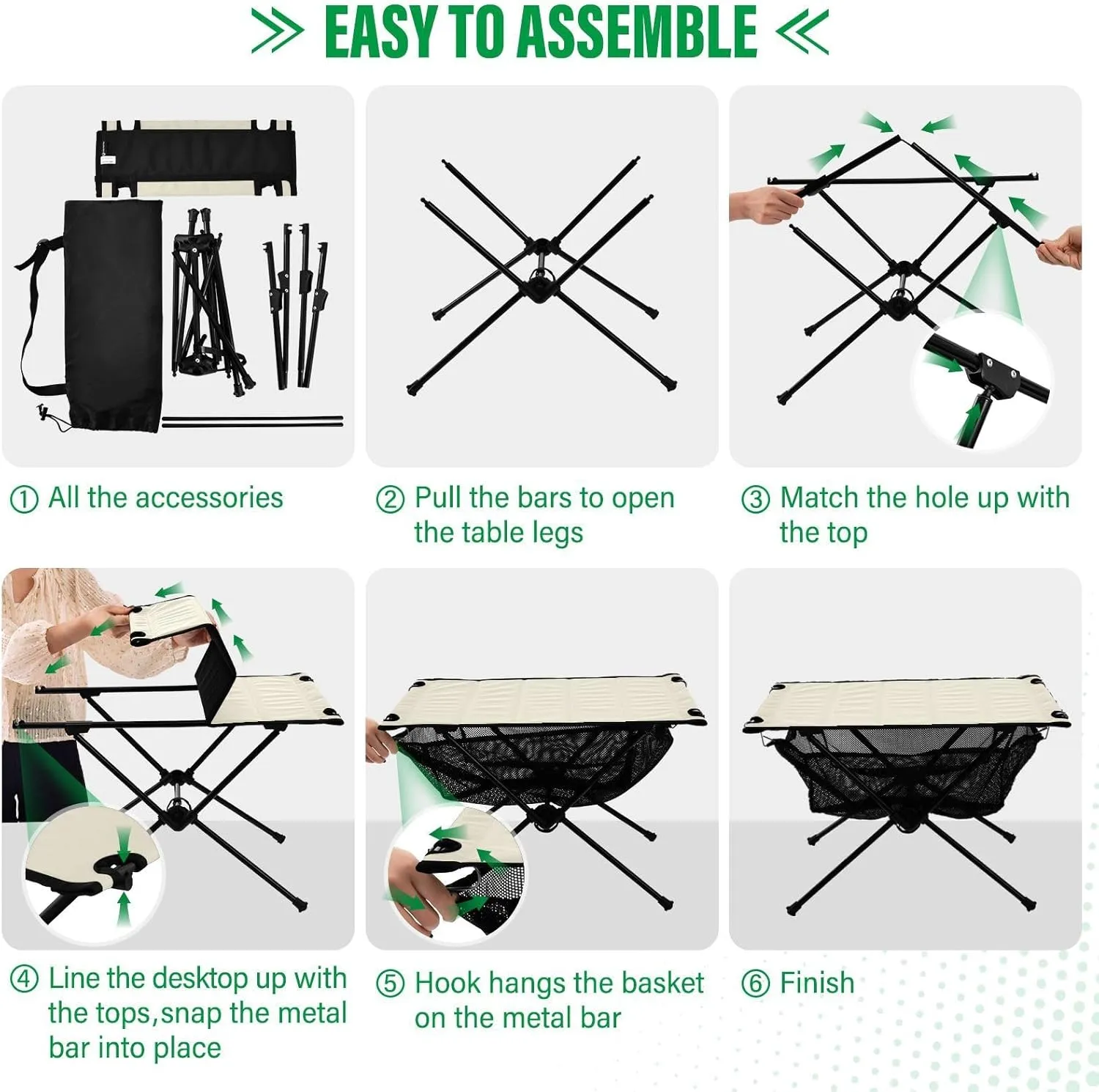 Emelivor Beige Folding Camping Table Portable Beach Table with Carry Bag Small Card Table for Camping Fishing Picnic Garden Outdoor