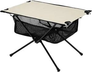 Emelivor Beige Folding Camping Table Portable Beach Table with Carry Bag Small Card Table for Camping Fishing Picnic Garden Outdoor