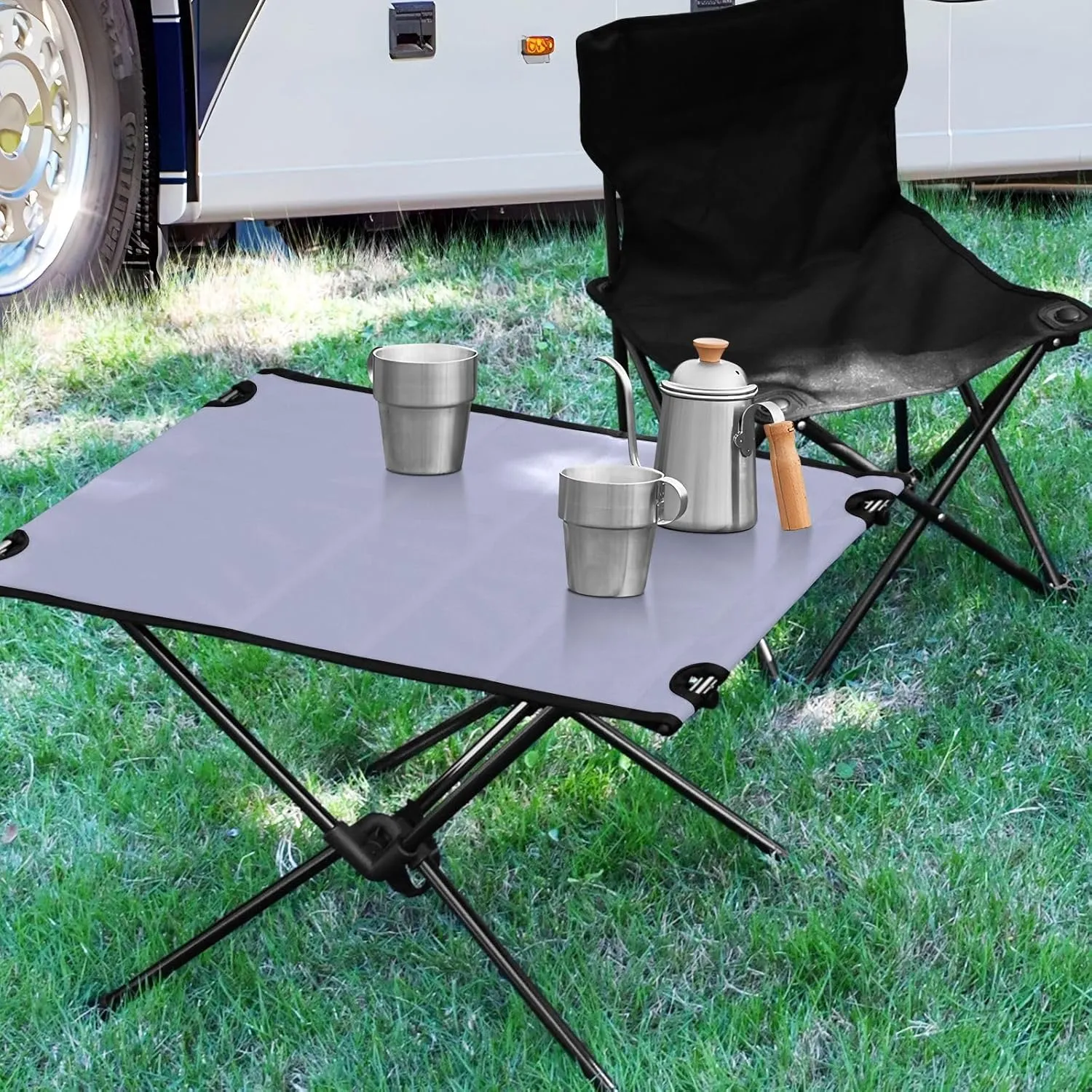Emelivor Wisteria Purple Folding Camping Table Portable Beach Table with Carry Bag Small Camp Table for Outdoor Picnic Camping Travel Fishing