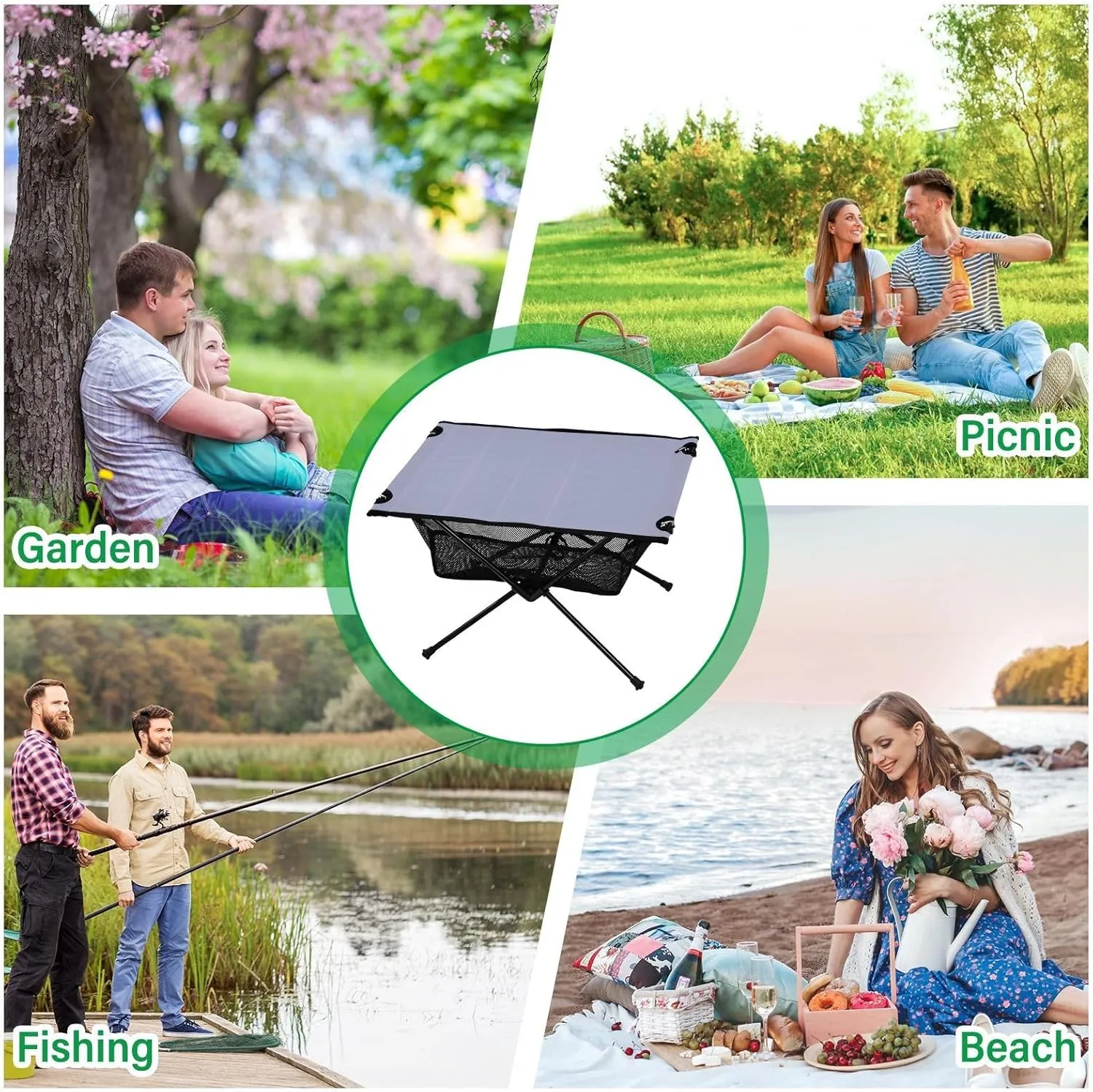 Emelivor Wisteria Purple Folding Camping Table Portable Beach Table with Carry Bag Small Camp Table for Outdoor Picnic Camping Travel Fishing