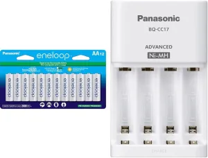 Eneloop Panasonic AA 2100 Cycle Rechargeable Batteries (12-Pack) Advanced Individual Battery Charger