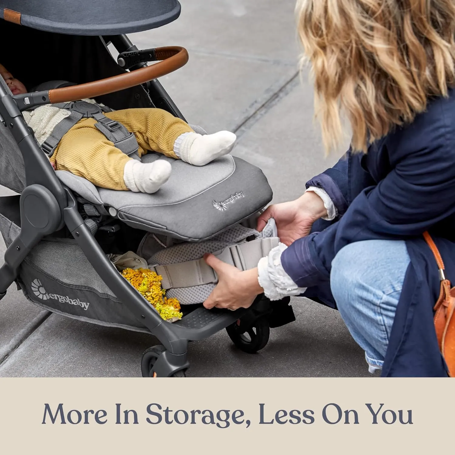 Ergobaby Metro  Deluxe Compact Baby Stroller, Lightweight Umbrella Stroller Folds Down for Overhead Airplane Storage (Carries up to 50 lbs), Car Seat Compatible, London Grey