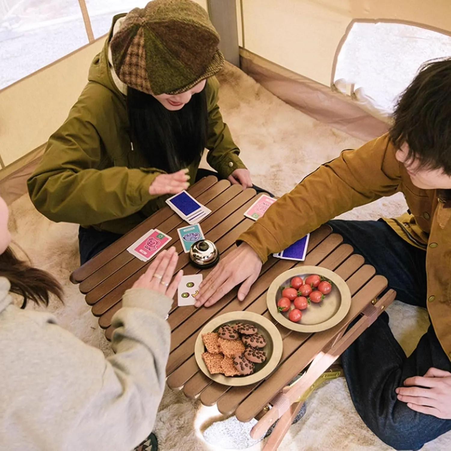 esmen Outdoor Camping Table,Portable Barbecue Picnic Table,Solid Wood Folding Egg Roll Table,Widened Multi Person Use Camping Furniture