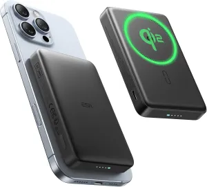 ESR for MagSafe Power Bank, Ultra-Compact 10,000mAh MagSafe Portable Charger, Qi2 Certified 15W Ultra-Fast Battery Pack, 27W USB-C MagSlim Charger with Cable for iPhone 16/15/14/13/12, Black