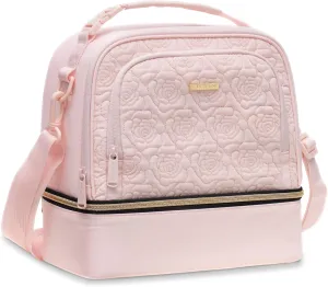 Everfun Double Deck Lunch Box for Women Insulated Large Lunch Bag Leakproof Reusable Tote Bag Lunch Cooler for Work, Pink