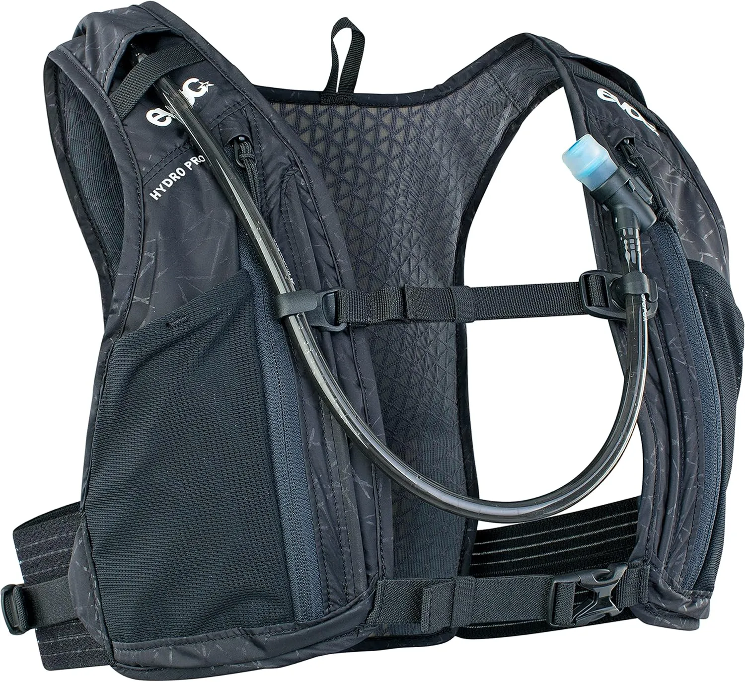 EVOC Hydro PRO 3   1,5l Hydration Bladder, Hydration Backpack for Cycling, Hiking or Jogging, (Extra Light, Two Nutrition COMPARTMENTS, Two Chest Strap Pockets, 1,5l Camel Pack), Black