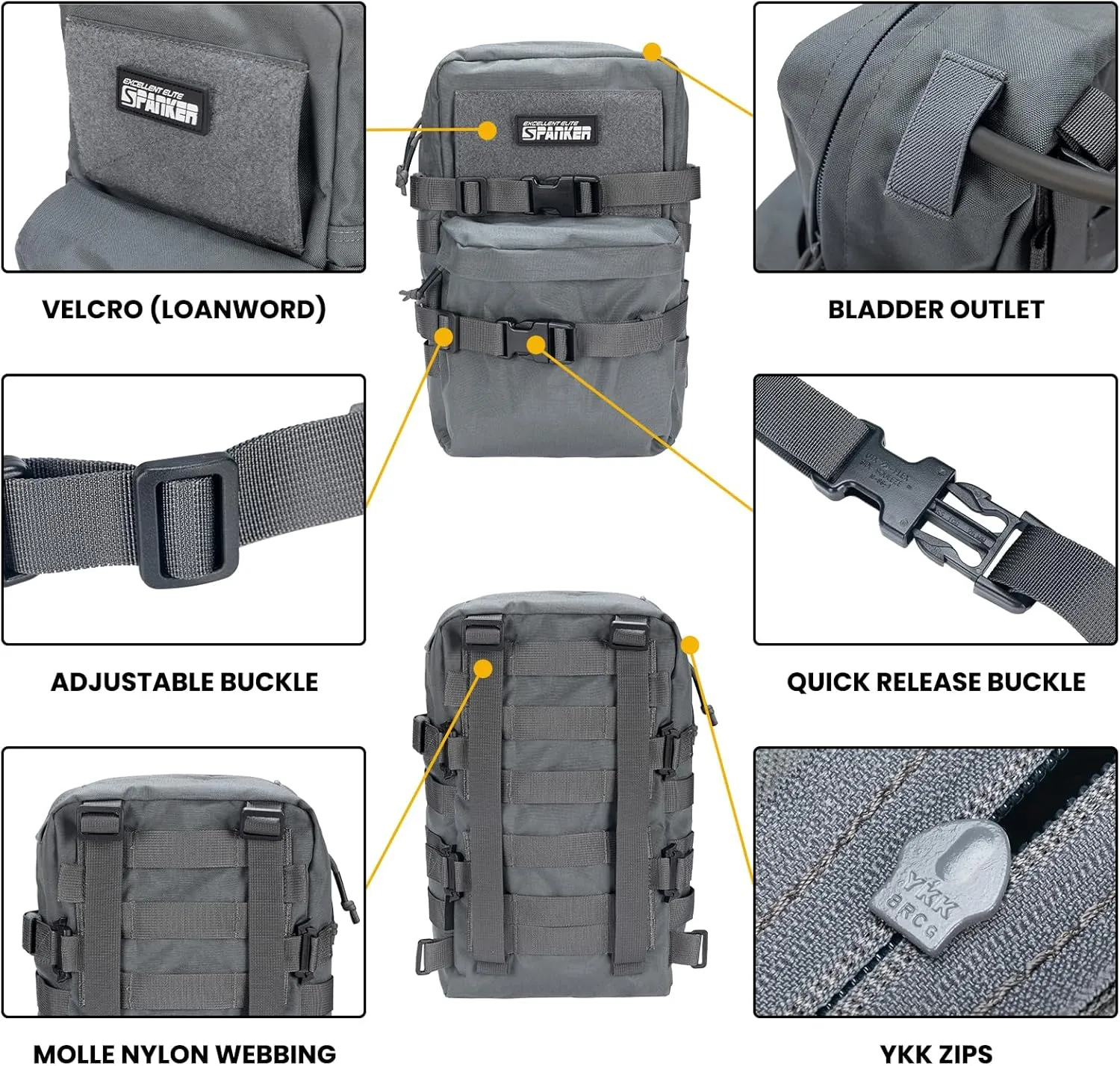 EXCELLENT ELITE SPANKER Tactical MOLLE Hydration Backpack Water Bladder Carrier Pack for Tactical Vest Backpack Plate Carrier